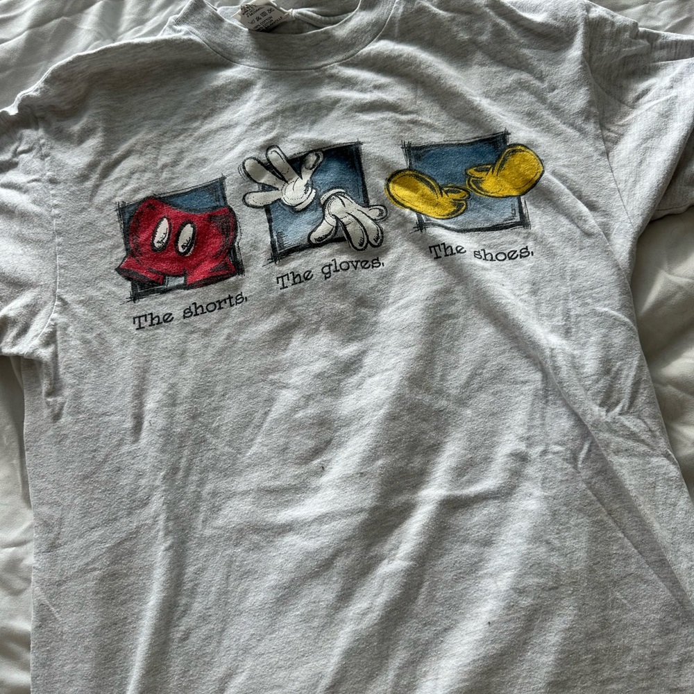 Disney Gray T-Shirt with Cartoon Accessories Print